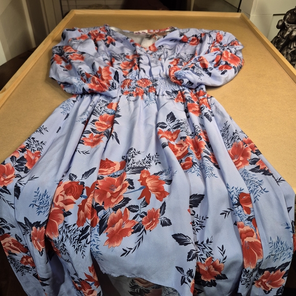 Parker Dresses & Skirts - Parker Light Blue and Red Floral Silk Maxi Dress